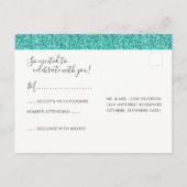 Sparkly Blauwgroen Blue RSVP Response BRIEFKAART (Achterkant)