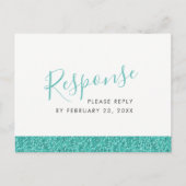 Sparkly Blauwgroen Blue RSVP Response BRIEFKAART (Voorkant)