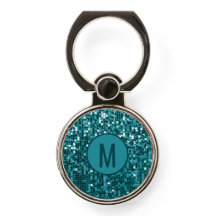 Sparkly Blauwgroen Blue Sequin Glitter Monogramed
