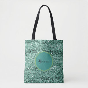 Sparkly Blauwgroen Glitter Tote Bag