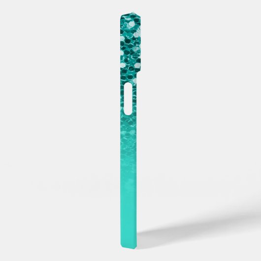 Sparkly Blauwgroen Glitter Turquoise Ombre Monogra Case-Mate iPhone Case (Achterkant / Rechts)