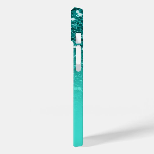 Sparkly Blauwgroen Glitter Turquoise Ombre Monogra Case-Mate iPhone Case (Achterkant / Links)