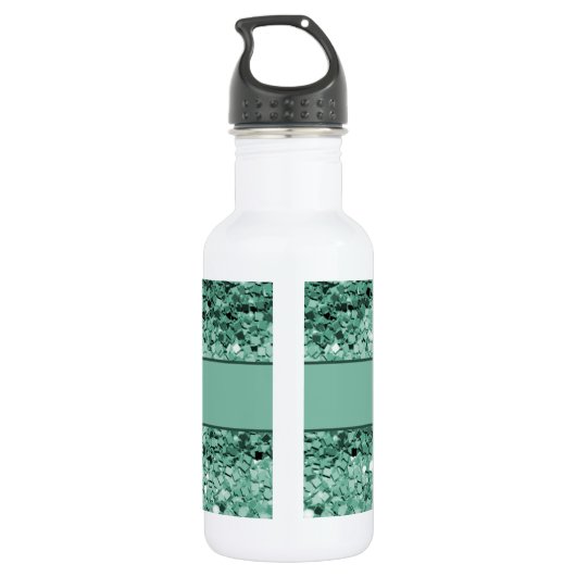 Sparkly Blauwgroen Glitter Waterfles (Achterkant)