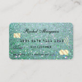 Sparkly Blauwgroen Green Gold Glitter Credit Visitekaartje (Voorkant)