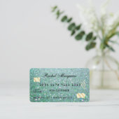 Sparkly Blauwgroen Green Gold Glitter Credit Visitekaartje (Staand voorkant)