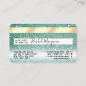 Sparkly Blauwgroen Green Gold Glitter Credit Visitekaartje (Achterkant)