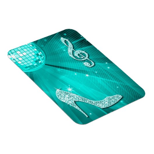 Sparkly Blauwgroen Music Note & Stiletto Heel Magneet (Rechterzijde)