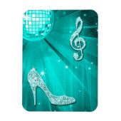 Sparkly Blauwgroen Music Note & Stiletto Heel Magneet (Verticaal)