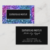 Sparkly Blauwgroen Roze Sequin Glitter Personalise Visitekaartje (Voorkant / Achterkant)