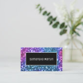 Sparkly Blauwgroen Roze Sequin Glitter Personalise Visitekaartje (Staand voorkant)