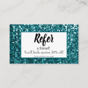 Sparkly Blauwgroen Sequin Glitter Custom Reference Aanbevelingskaartje