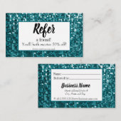 Sparkly Blauwgroen Sequin|Glitter Custom Referral  (Voorkant / Achterkant)