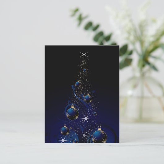 Sparkly Blue Christmas Tree Feestdagenkaart (Staand voorkant)
