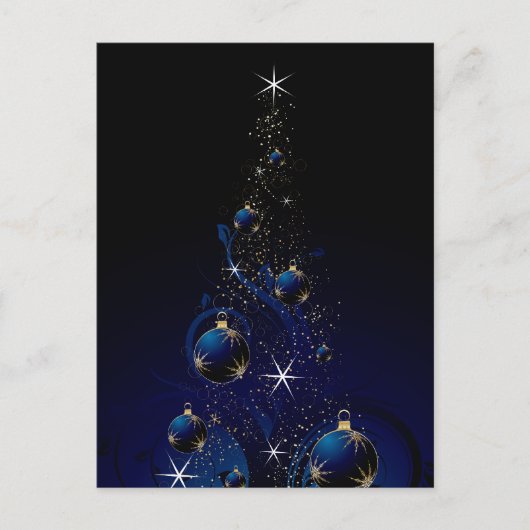Sparkly Blue Christmas Tree Feestdagenkaart (Voorkant)