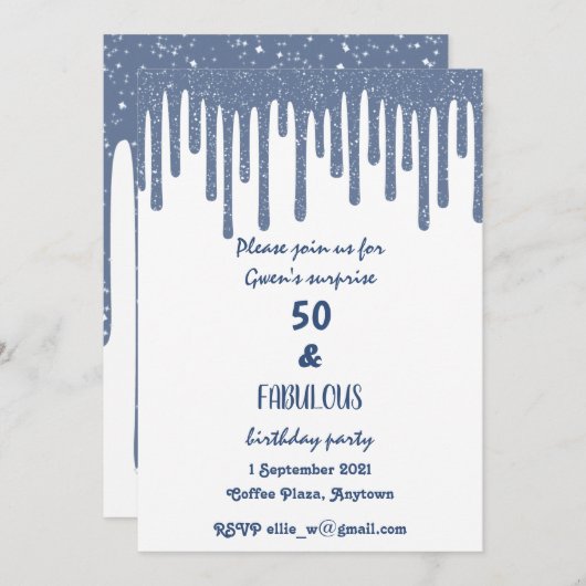 Sparkly Blue Driving Wax 50e verjaardag Kaart (Voorkant / Achterkant)