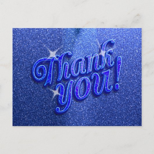 Sparkly Blue Hartelijk dank Briefkaart (Voorkant)