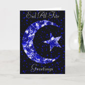 Sparkly Blue Moon en Star Eid Al Fitr Groeten Feestdagen Kaart (Voorkant)