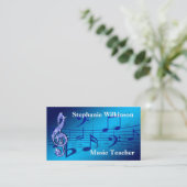 Sparkly Blue Music Note Visitekaartje (Staand voorkant)