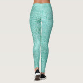 Sparkly Blue Ocean Beach Aqua Metallic Diamond Leggings (Achterkant)