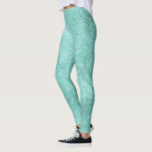 Sparkly Blue Ocean Beach Aqua Metallic Diamond Leggings (Links)