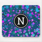 Sparkly blue paarse confetti stippen op blauwgroen muismat (Voorkant)