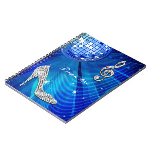 Sparkly Blue/Silver Music Note & Stiletto Hiel Notitieboek