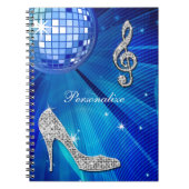 Sparkly Blue/Silver Music Note & Stiletto Hiel Notitieboek (Voorkant)