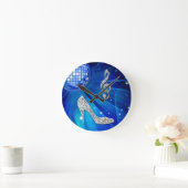 Sparkly Blue/Silver Music Note & Stiletto Hiel Ronde Klok (Huis)