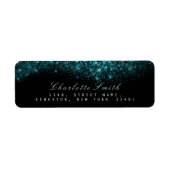 Sparkly Blue Turquoise Ocean Black Glitter RSVP Etiket (Voorkant)