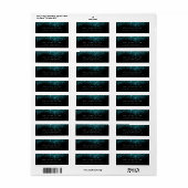 Sparkly Blue Turquoise Ocean Black White Glitter Etiket (Full Sheet)