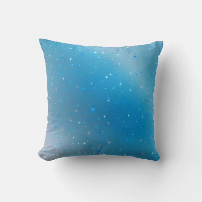 Sparkly Blue Violet en Silver Stars Sierkussen (Voorkant)