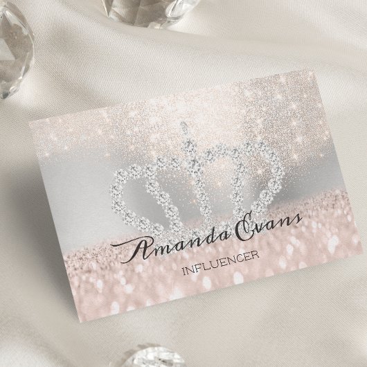 Sparkly Blush Glitter Makeup Artist Silver Royal Afsprakenkaartje