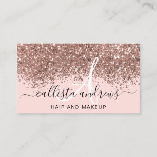 Sparkly Blush Pink Rose Gold Confetti Glitter Visitekaartje