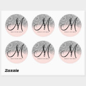 Sparkly Blush Pink Silver Confetti Glitter Busines Ronde Sticker (Vel)