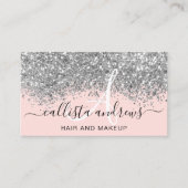 Sparkly Blush Roze Zilver Confetti Glitter Visitekaartje (Voorkant)