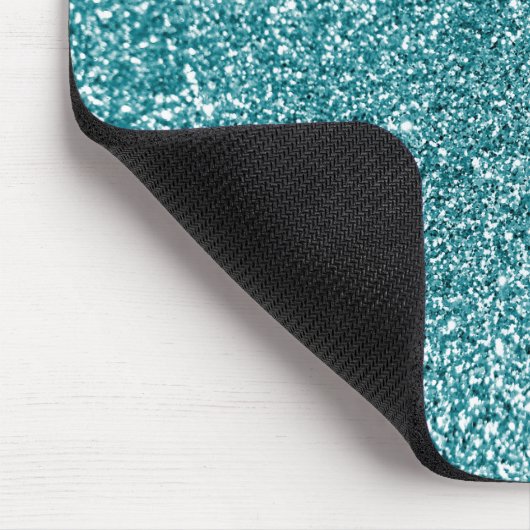 Sparkly Bokeh Faux Blauwgroen Glitter Muismat (Hoek)