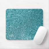 Sparkly Bokeh Faux Blauwgroen Glitter Muismat (Met muis)