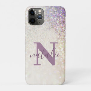 Sparkly bokeh glitter gepersonaliseerd roze paars Case-Mate iPhone case