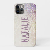 Sparkly bokeh glitter gepersonaliseerde roze paars Case-Mate iPhone case (Achterkant)