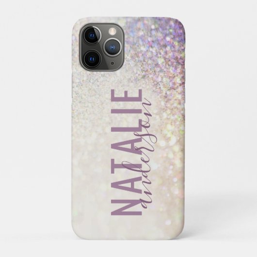 Sparkly bokeh glitter gepersonaliseerde roze paars Case-Mate iPhone case (Achterkant)
