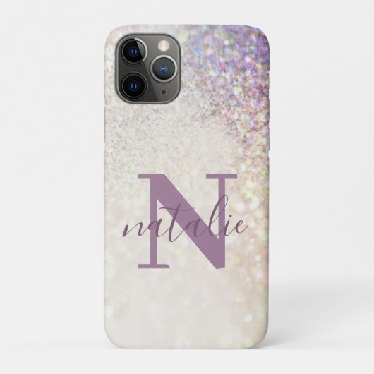 Sparkly bokeh glitter gepersonaliseerde roze paars Case-Mate iPhone case (Achterkant)