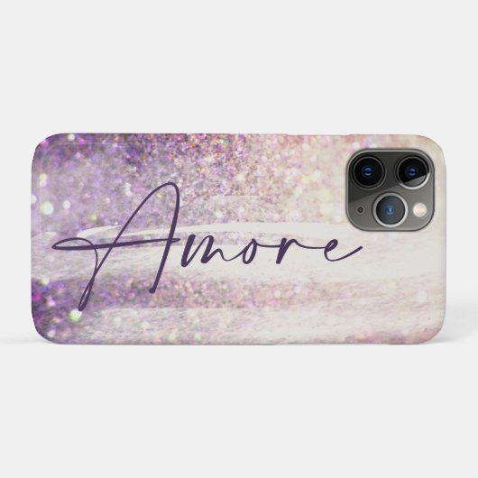 Sparkly bokeh glitter roze paarse amore liefde Case-Mate iPhone case (Achterkant (horizontaal))