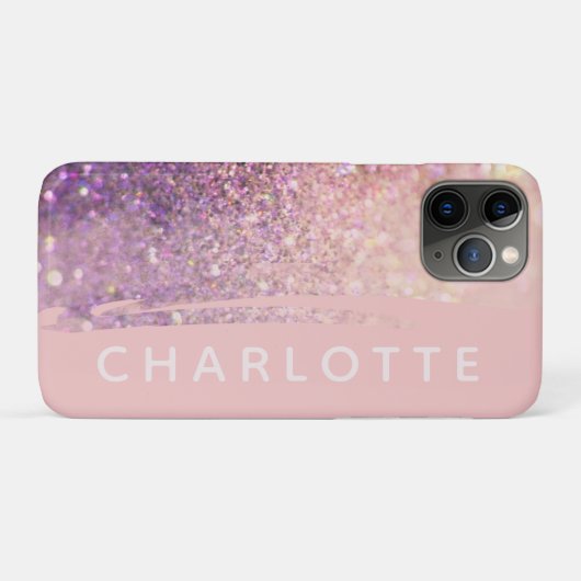 Sparkly bokeh glitter roze paarse Case-Mate iPhone case (Achterkant (horizontaal))