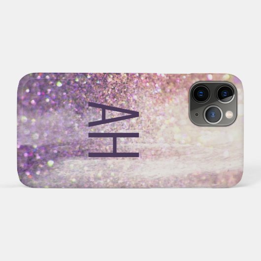 Sparkly bokeh glitter roze paarse initialen Case-Mate iPhone case (Achterkant (horizontaal))
