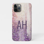 Sparkly bokeh glitter roze paarse initialen Case-Mate iPhone case (Achterkant)