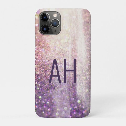 Sparkly bokeh glitter roze paarse initialen Case-Mate iPhone case (Achterkant)