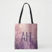 Sparkly bokeh glitter roze paarse initialen tote bag (Voorkant)