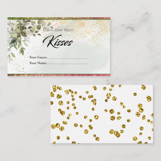 Sparkly Botanical Hoeveel Kisses Bridal Enclosure Informatiekaartje (Voorkant / Achterkant)