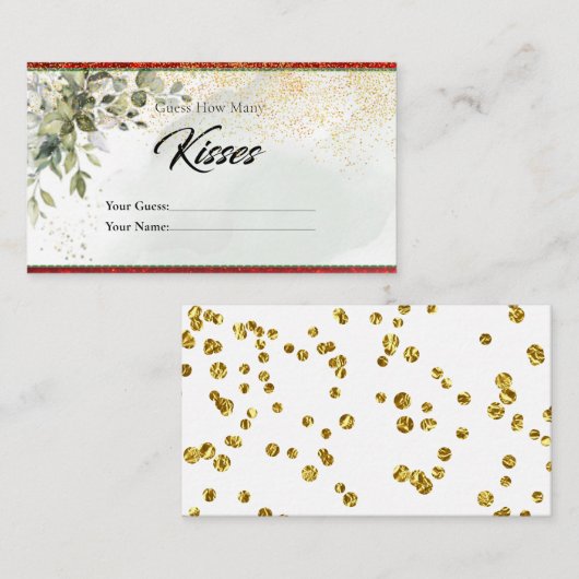 Sparkly Botanical Hoeveel Kisses Bridal Enclosure Informatiekaartje (Voorkant / Achterkant)