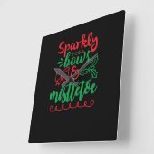 Sparkly bows and mistletoe-01 vierkante klok (Hoek)